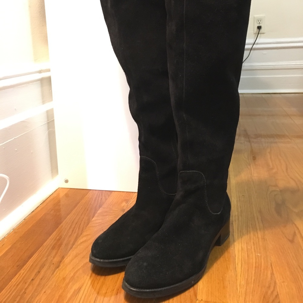 Barney’s New York black suede over the kne…
